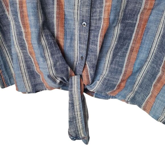 AG Cynthia Striped Tie Front Top Size Large - Picture 5 of 9